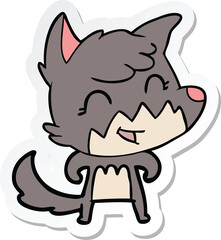 sticker of a happy cartoon fox