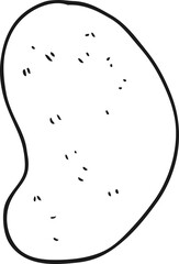 freehand drawn black and white cartoon potato