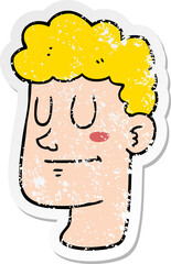 distressed sticker of a cartoon male face