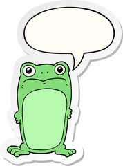 cartoon staring frog with speech bubble sticker
