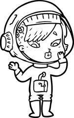Obraz premium cartoon astronaut woman