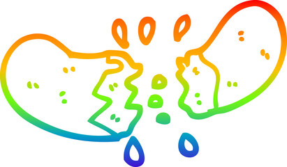 rainbow gradient line drawing of a cartoon sausage