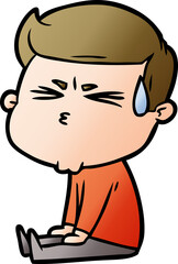 cartoon man sweating