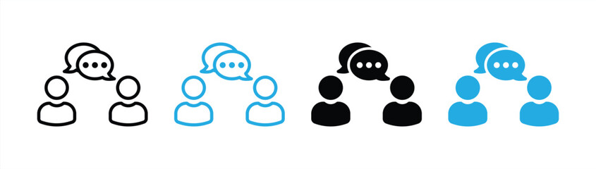 people talking icon set. line and flat style icon symbol sign collections, vector illustration