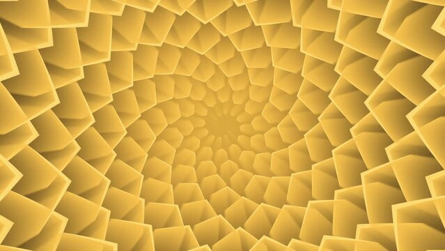 Yellow abstract geometric floral spiral animation radial background