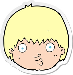 sticker of a cartoon curious boy