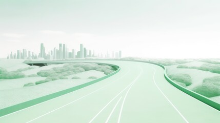 Obraz premium Modern sustainable highway with city background. Generative AI