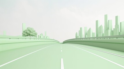 Modern sustainable highway with city background. Generative AI