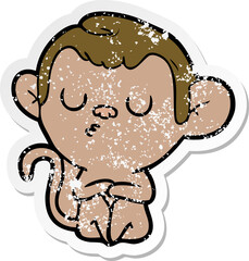 distressed sticker of a cartoon monkey
