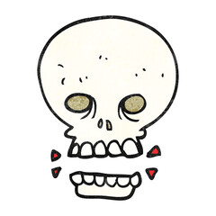 freehand textured cartoon scary skull