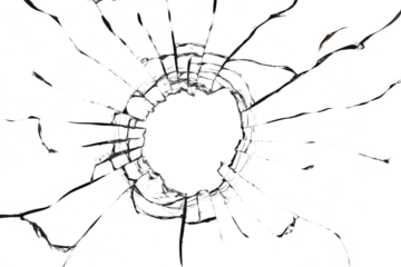 Cracks on a broken window. Texture of broken glass on a white background