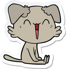 sticker of a happy little dog cartoon