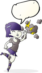 freehand drawn speech bubble cartoon vampire girl flying