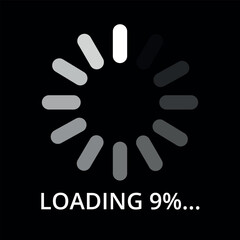 Fototapeta na wymiar Vector illustration of internet page loading progress, 9% loading.