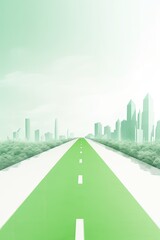 Modern sustainable highway with city background, vertical. Generative AI