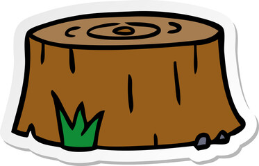 hand drawn sticker cartoon doodle of a tree log
