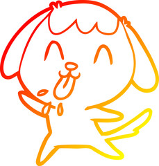 warm gradient line drawing of a cute cartoon dog