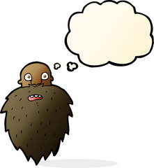 cartoon bearded man with thought bubble