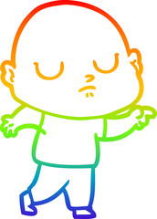 rainbow gradient line drawing of a cartoon bald man