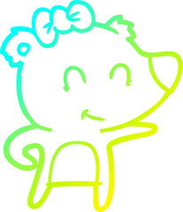 cold gradient line drawing of a female bear cartoon