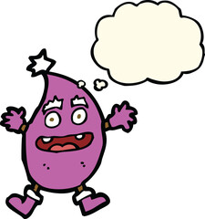 cartoon funny creature with thought bubble