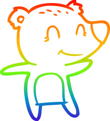 rainbow gradient line drawing of a smiling polar bear cartoon