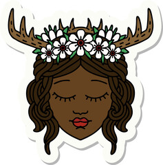 sticker of a human druid character face