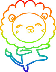 rainbow gradient line drawing of a cartoon lion