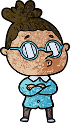 cartoon woman wearing glasses