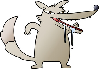 hungry cartoon wolf