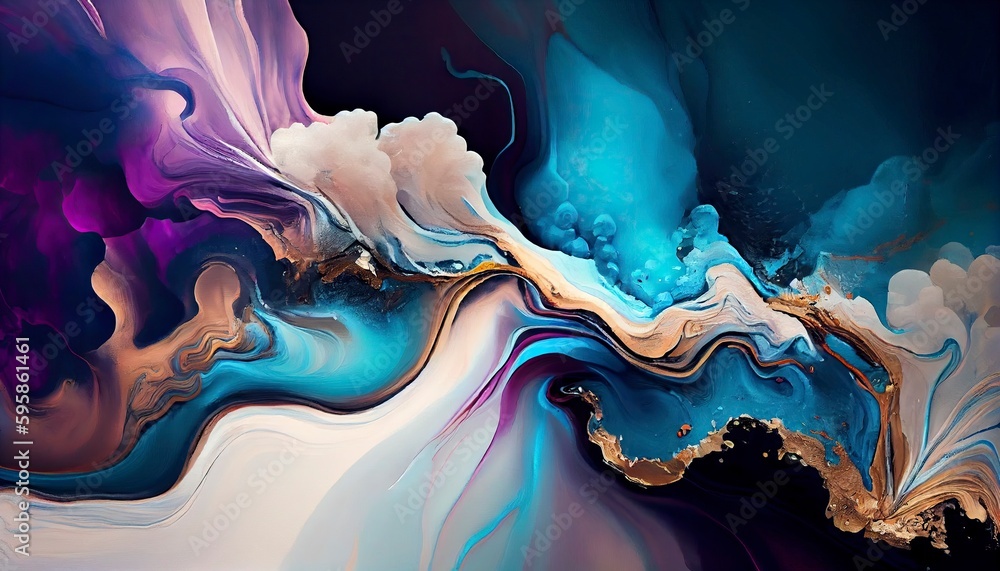 Wall mural Marble & Alcohol ink background, Generative AI