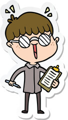 sticker of a cartoon boy wearing spectacles