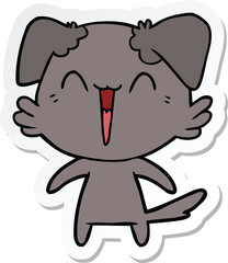 sticker of a happy little dog cartoon