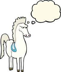 cartoon horse with thought bubble
