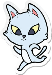 sticker of a confused cartoon cat