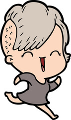 cartoon happy hipster girl