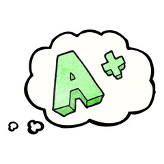 freehand drawn thought bubble textured cartoon A grade symbol