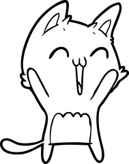 happy cartoon cat meowing