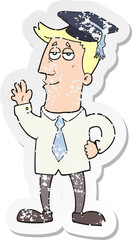 retro distressed sticker of a cartoon graduate