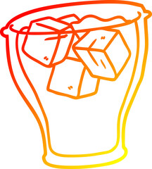 warm gradient line drawing of a glass of cola with ice