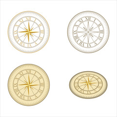 Old compass of geography science isolated on white background. flat style and vector line art.