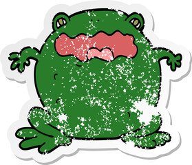 distressed sticker of a cartoon toad