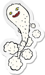 retro distressed sticker of a cartoon spooky ghost