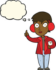 cartoon air force woman with thought bubble