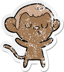 distressed sticker of a cartoon monkey