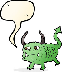 cartoon little demon with speech bubble