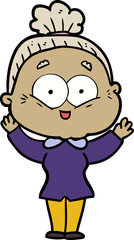 cartoon happy old woman