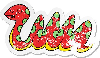 distressed sticker of a cartoon snake