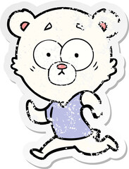 distressed sticker of a surprised polar bear cartoon