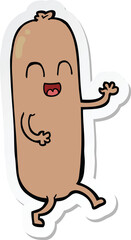 sticker of a cartoon dancing sausage